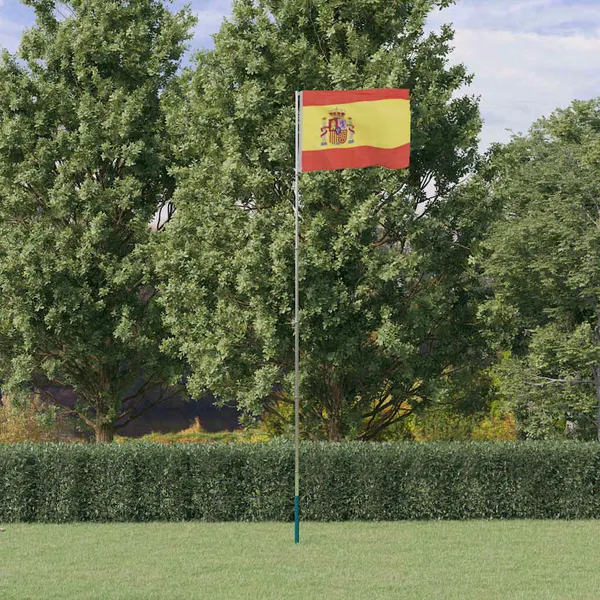 Bandeira da Espanha e mastro 5,5 m alumínio