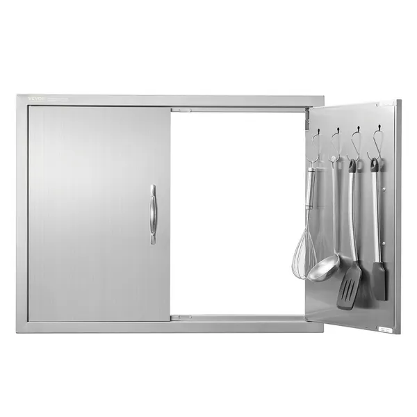 Porta acesso BBQ 787x609 mm dupla, inox, montagem rasante