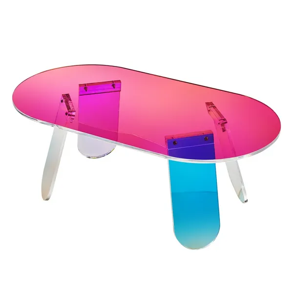 Mesa lateral acrílico iridescente 13,8in multicolor para sala
