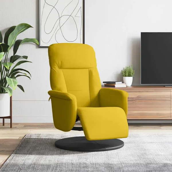 Cadeirão reclinável com apoio de pés veludo amarelo
