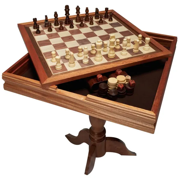 Mesa xadrez 3 em 1 madeira 45,7cm deluxe