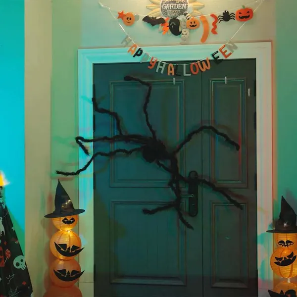 Decoração de Aranha de Halloween 3 pcs Preto 150 cm