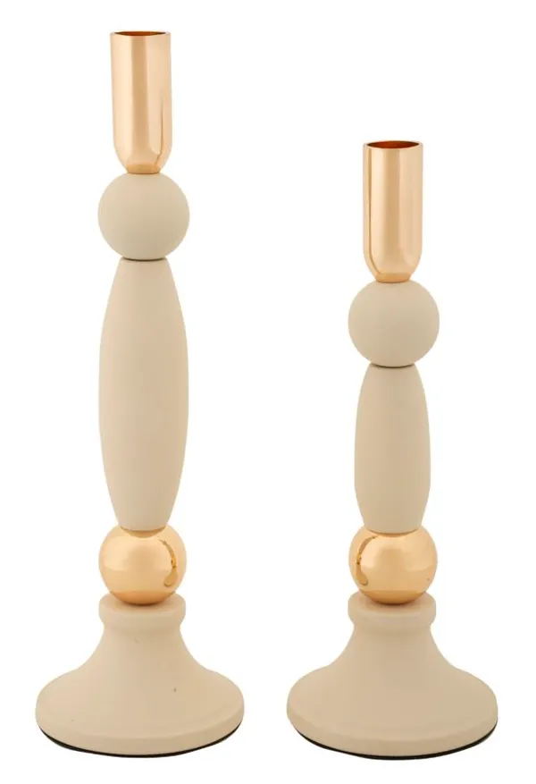 Portavelas Strek Crema Set 2 Pz Ø 9,5x25-9,5x30 cm
