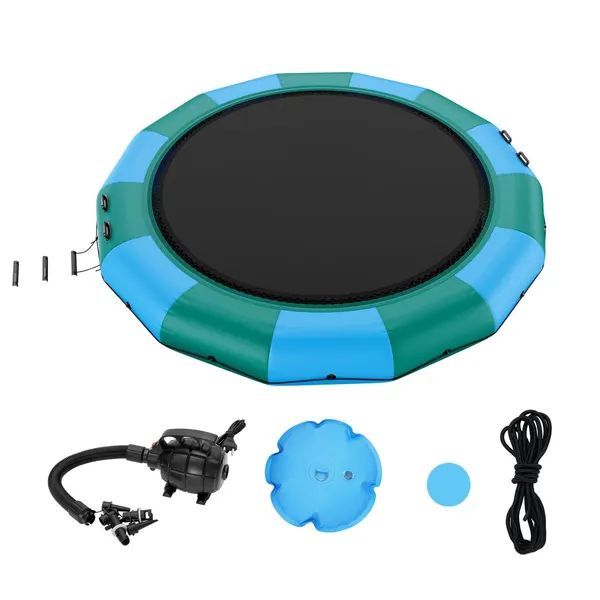 Trampolim aquático insuflável 15ft com bomba elétrica e escada