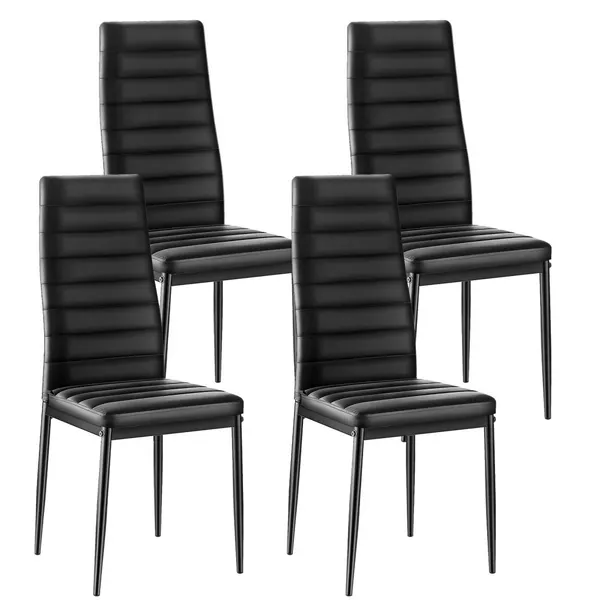 Cadeiras refeição, 4 peças, couro acolchoado, pernas metal
