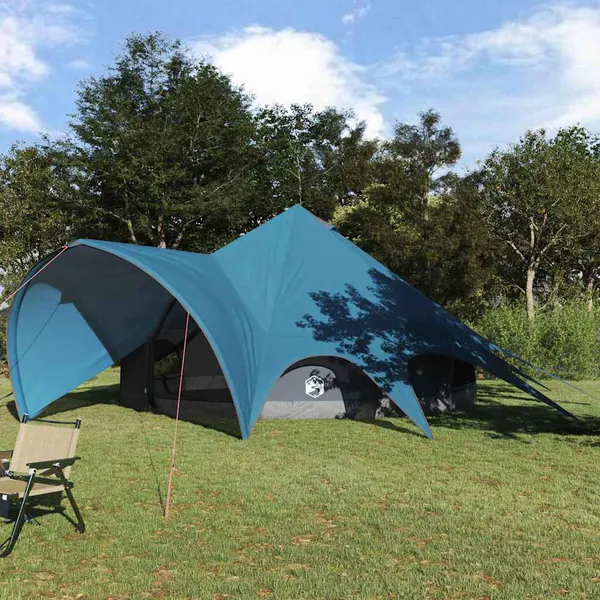 Tenda Teepee para 7 Pessoas Azul e Cinza 600 x 600 x 347 cm