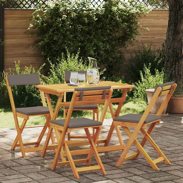 Conjunto bistro 5 pcs Óleo Natural Madeira Sólida de Acácia