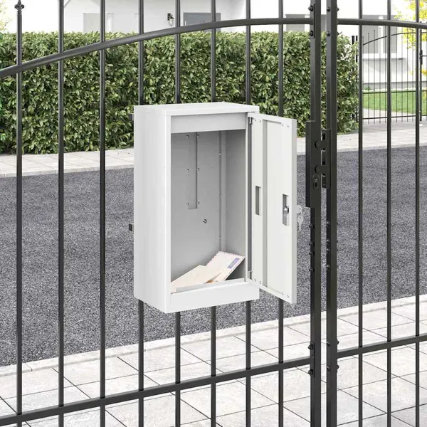 caixa de correio com armazenamento Branco 30 x 20 x 55 cm Aço