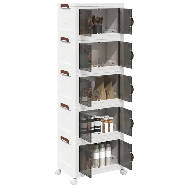 Caixa arrumação empilhável rodas 5camadas 28L 48,5x29,5x139cm