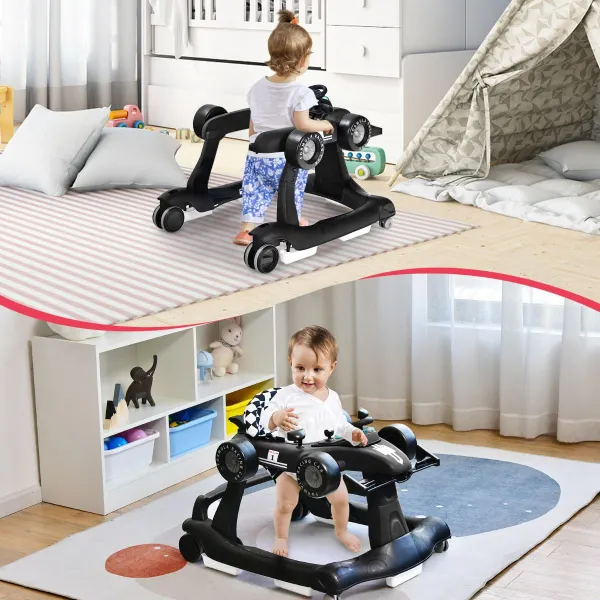 Deambulatore 4 in 1 Pieghevole per Bambini Altezza Regolabile Velocità Variabile Carillon Luci