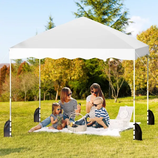 Tenda Pieghevole Portatile con 8 Picchetti 4 Ancore 4 Corde Vento 4 Sacchi di Sabbia 300 x 300 x 266-286 cm