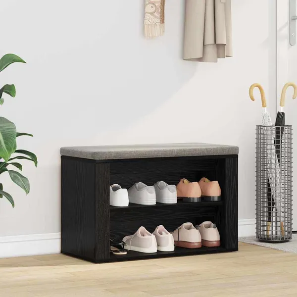 Rack de Sapatos com prateleira Carvalho preto 75 x 35 x 45 cm
