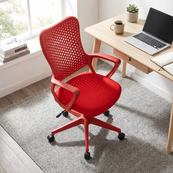 Cadeira Escritório Ergonómica Vermelha com Apoios de Braços Almofadados