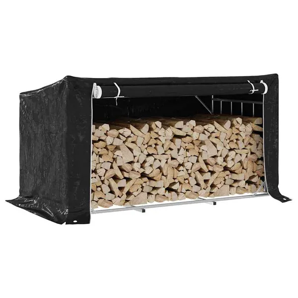 Rack de lenha tampa chuva 200,5x100,5x110,5 cm aço galvanizado