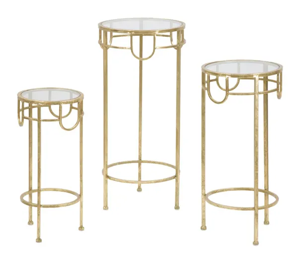 Suporte para Telemóvel Dourado Conjunto 3 Peças Ø 33x70 cm, 28x60 cm, 23x50 cm
