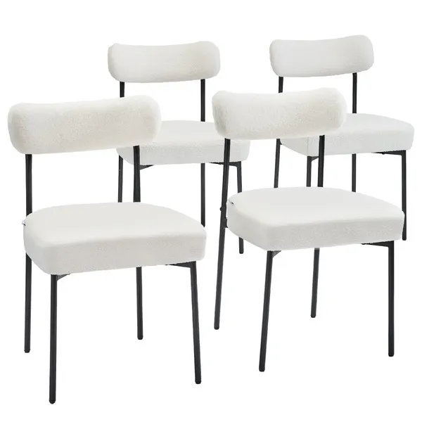 Cadeiras boucle jantar conjunto 4 estilo moderno pernas metal preto