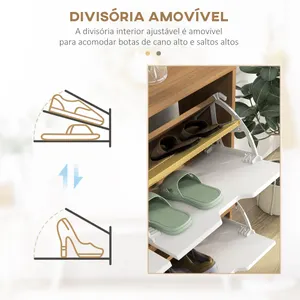 Sapateira com 4 Gavetas e Prateleiras Ajustáveis Móvel para Sapatos de Corredor para 16 Pares de Sapatos 95x26x95 cm Madeira
