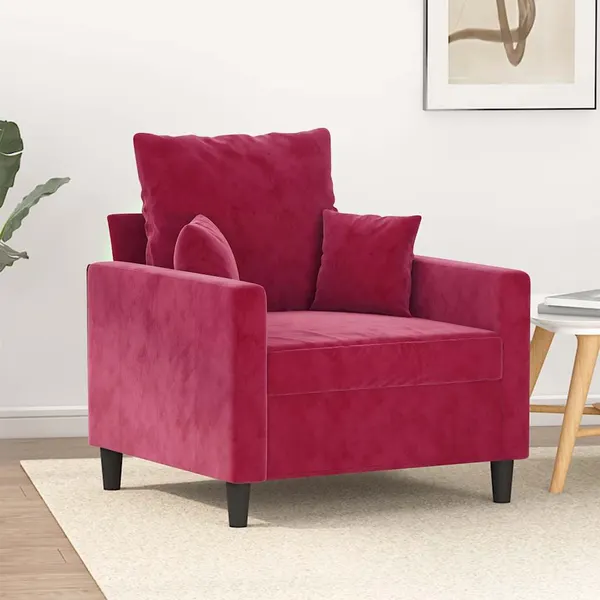 Poltrona 60 cm veludo vermelho-tinto