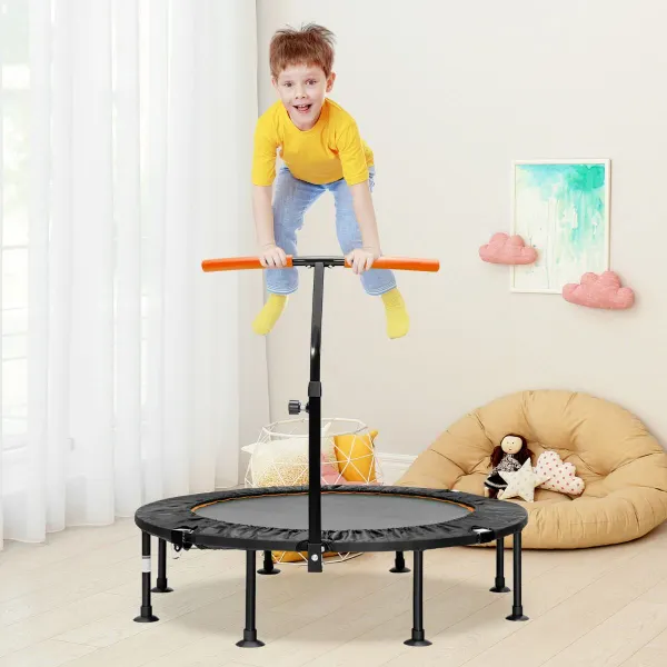 Trampolim Dobrável 117 cm com Barra Ajustável e Molas Galvanizadas