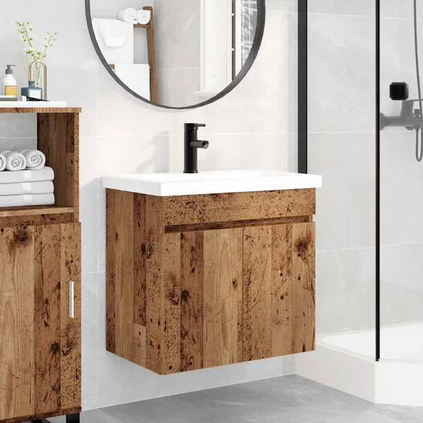 Vanidade de banheiro com pia Madeira antiga 61 x 39 x 58 cm