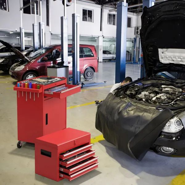 Caixa de Ferramentas com Rodas 5 Gavetas Armário Arrumação Grande Capacidade