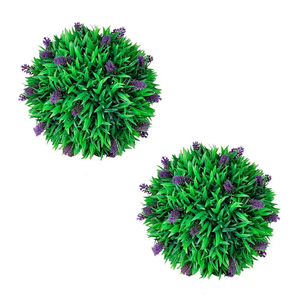 Conjunto de 2 bolas de buxo artificiais com lavanda 30 cm