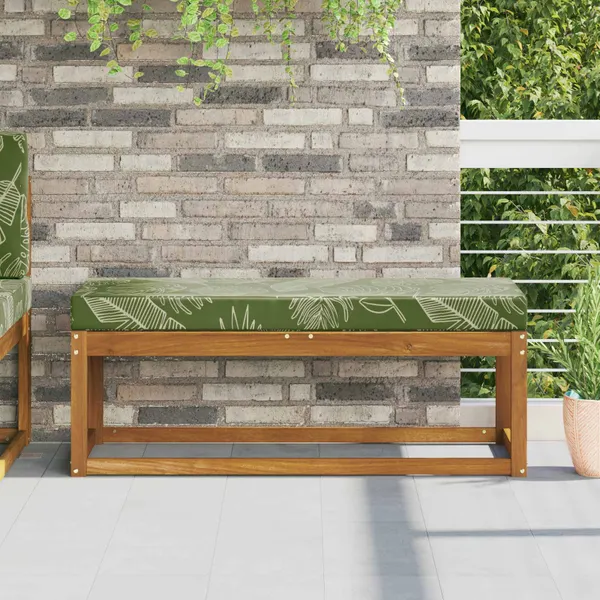 Almofada de Assento Externa Folhas Verdes 111,5 x 40 x 8 cm
