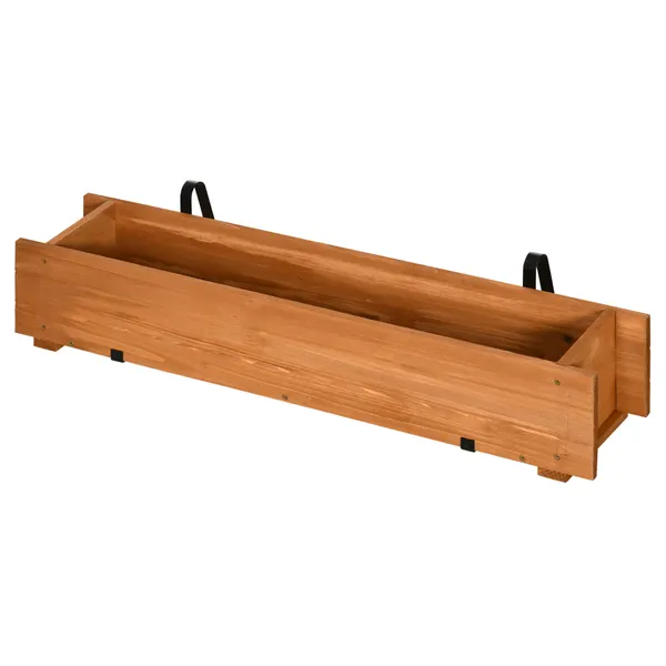 Floreira de Madera de Chão o Parede Floreira Retangular con 2 Orificios de Drenaje y 2 Ganchos para Cultivos de Plantas Flores en Jardín Varanda 91x18x16,5cm Madeira