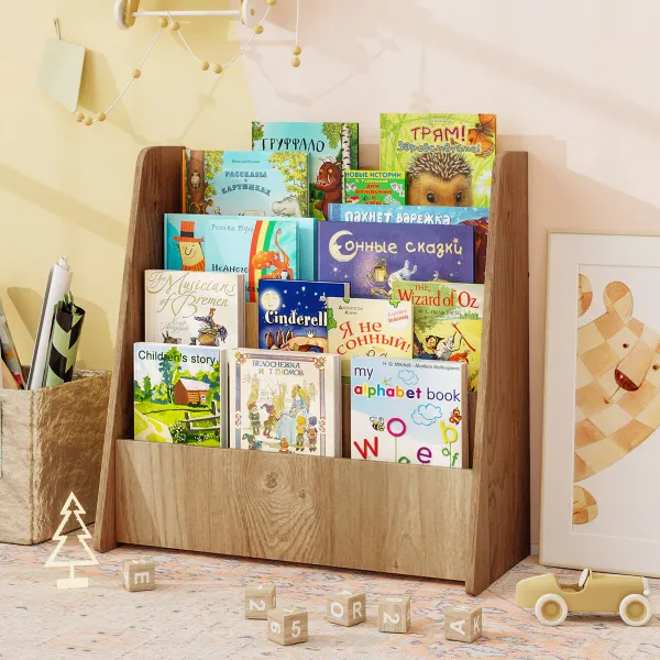 Estante Infantil 4 Níveis Biblioteca Frontal com Compartimentos para Quarto