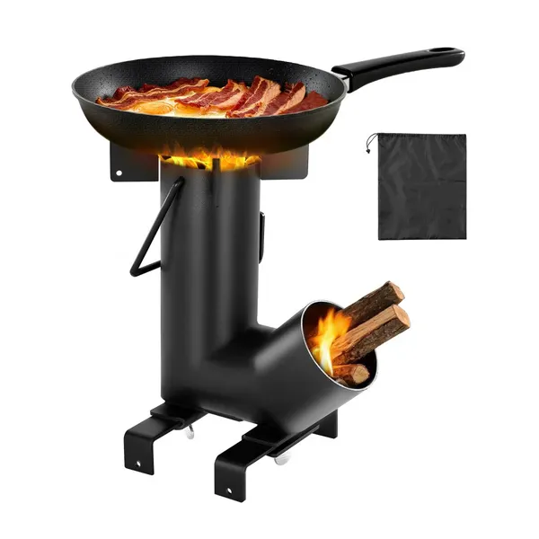 Fogareiro portátil aço carbono com saco, queimador lenha