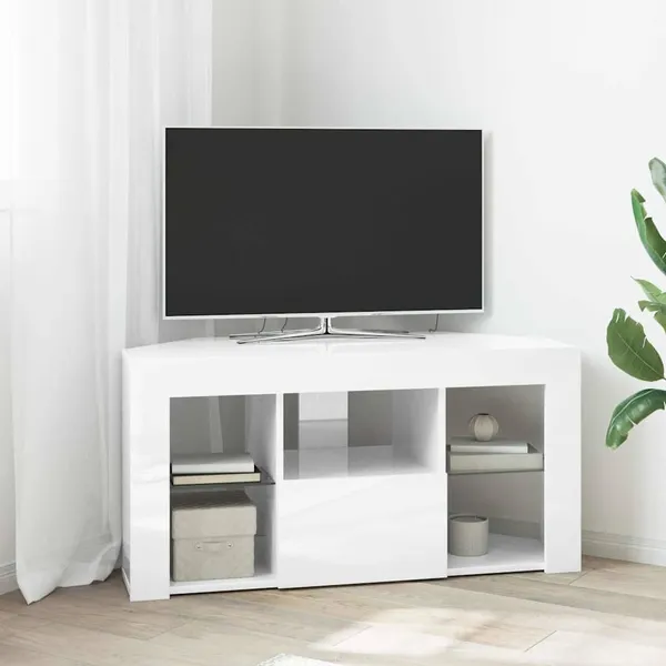 Criado-mudo de LED para TV de Canto Branco Alto Brilho