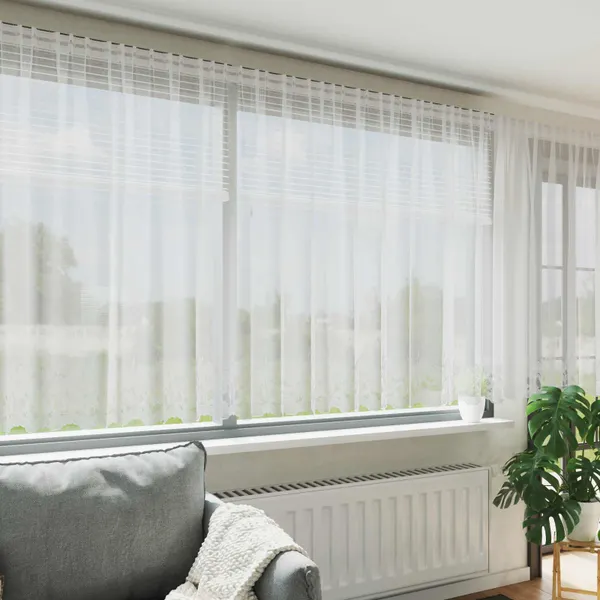 Cortina de Renda com cortinas Branco 160 x 1200 cm Poliéster