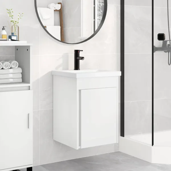 Conjunto de Móveis de Banheiro com Torneira Branco