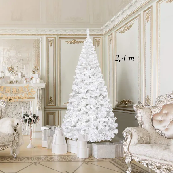 Árvore de Natal Artificial Branca 150/180/210/240cm Base Metálica PVC