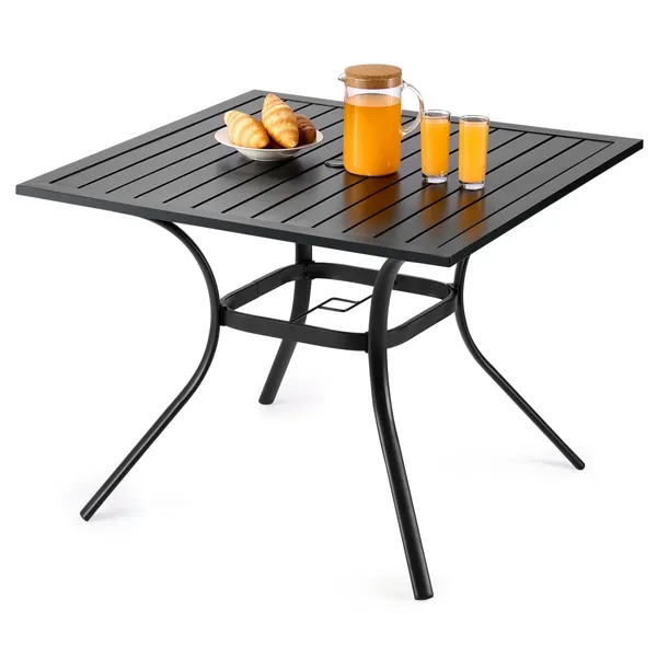 Mesa pátio 94cm, metal/aço, furo guarda-sol