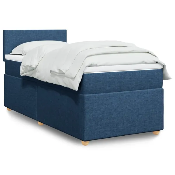 Cama com molas/colchão 100x200 cm tecido azul