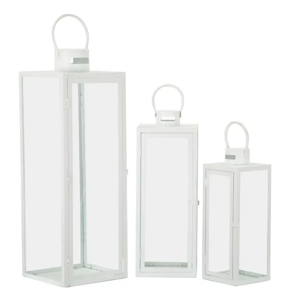 Lanternas White Conjunto 3 peças 22x22x66-18x18x49,5-14x14x39 cm