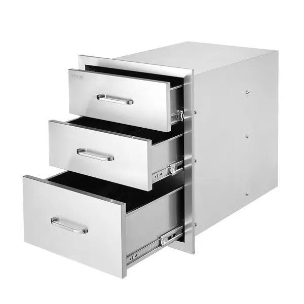 Gavetas BBQ aço inoxidável 18x23 polegadas com puxadores cromados