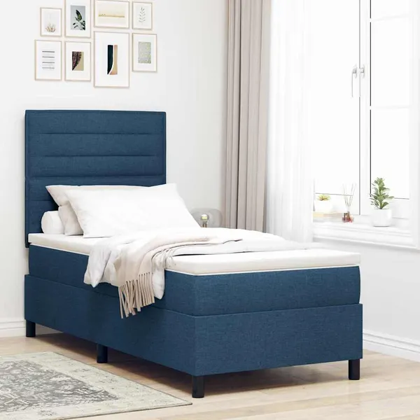 Cama Box com colchão com led Azul 90 x 200 cm tecido
