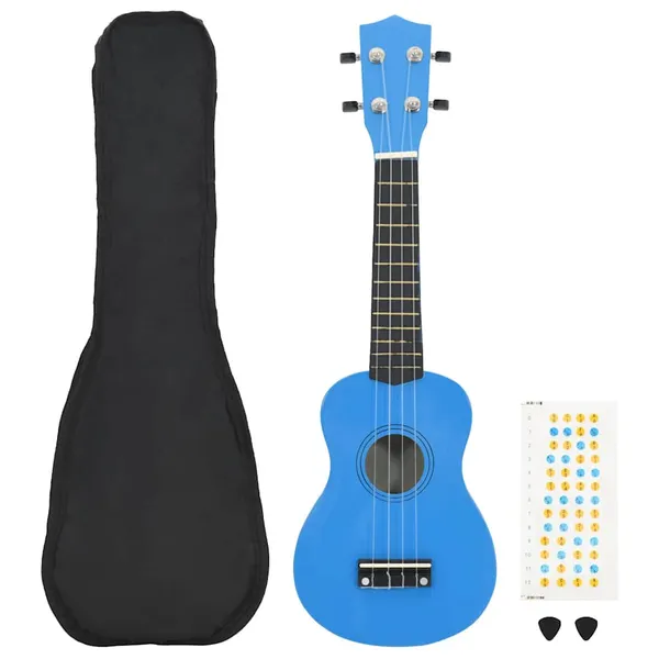 Conjunto ukulele soprano infantil com saco 23" azul-bebé