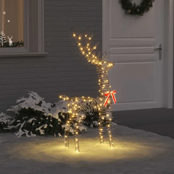 Rena 3D com 140 LEDs Branco quente 70 x 41 x 128 cm Vime
