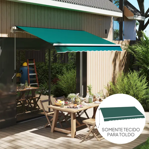 Tejido de sustitución para Toldo 2,8x2,5 m Tejido de reposición con protección UV 50+ Impermeable Tejido de reposición para Pátio Terrazo Jardín Verde