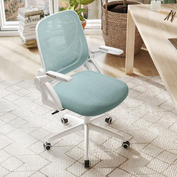 Cadeira de Escritório Ergonómica com Suporte Lumbar Reposabrazos Abatíveis Rosa