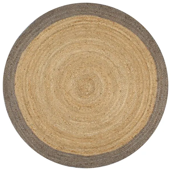 Tapete artesanal en yute con ribete gris 150 cm