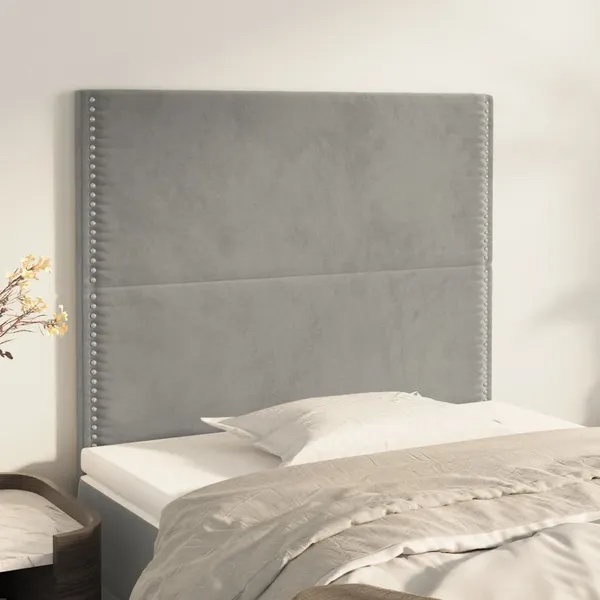 Cabeceira Cinza Claro 100x5x118/128 cm Veludo
