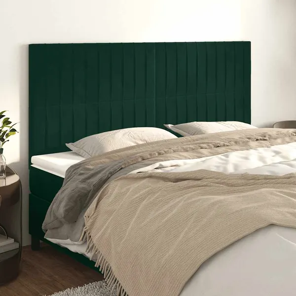 Cabeceira Verde Escuro 160x5x118/128 cm Veludo
