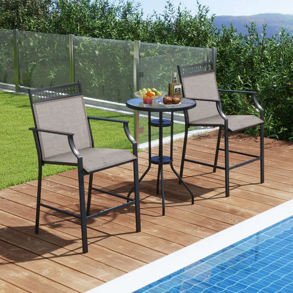 Jogo de 2 Taburetes de Bar com Reposapiés - Altura Balcão 63cm