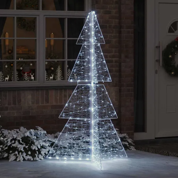 Árvore de Natal com 240 LEDs Branco Frio 180 cm Acrílo