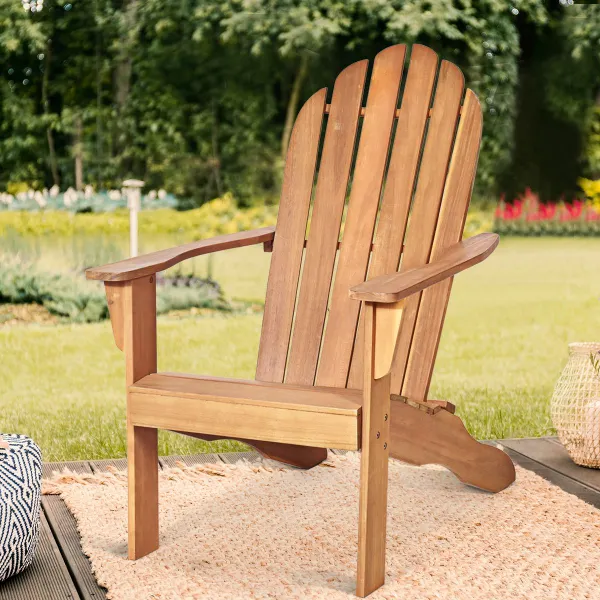Chaise Adirondack Bois Acacia Extérieur Ergonomique Patio Jardin 69x88x103cm