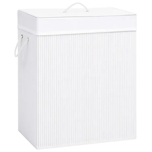 Cesto para roupa suja c/ 2 secções 100 L bambu branco